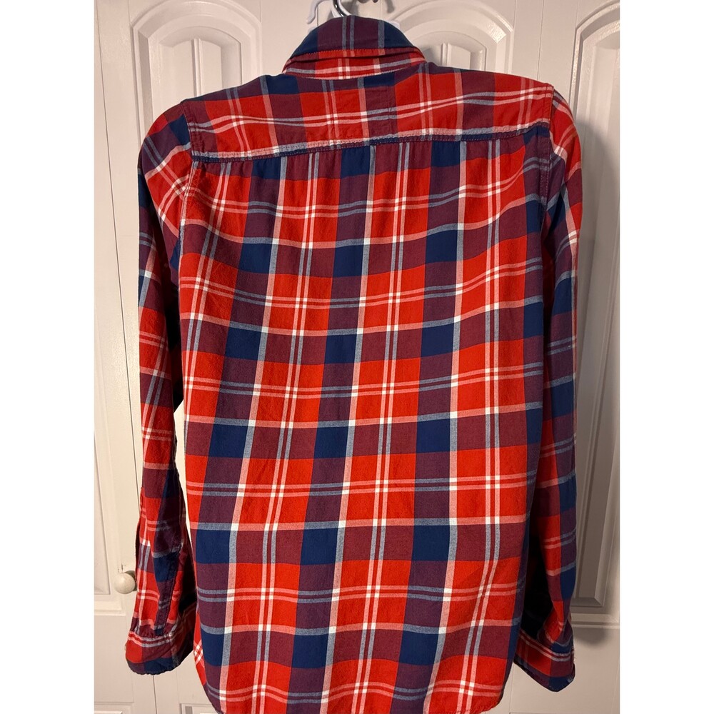 Hollister California Plaid Button Front Shirt Red Blue White Size Medium - Picture 2 of 9